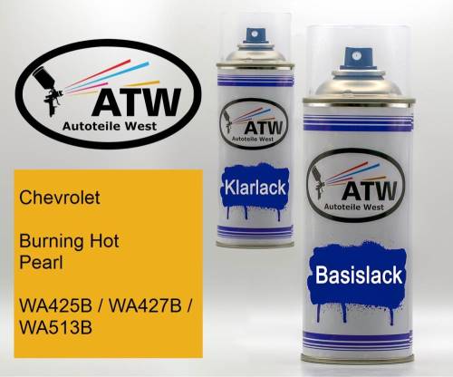 Chevrolet, Burning Hot Pearl, WA425B / WA427B / WA513B: 400ml Sprühdose + 400ml Klarlack - Set, von ATW Autoteile West.
